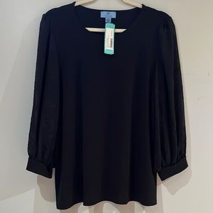 Cece Sportswear Voluminous Lace Sleeve Knit